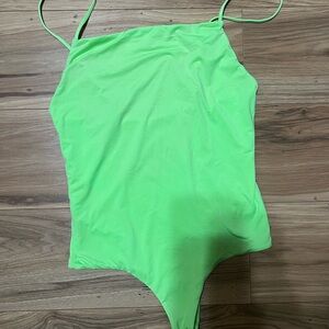 Mai Neon Lime Green Strappy One-Piece Bodysuit